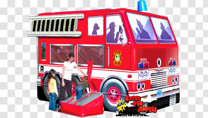 Fire Engine Car Inflatable Bouncers Truck Motor Vehicle - Party Transparent PNG