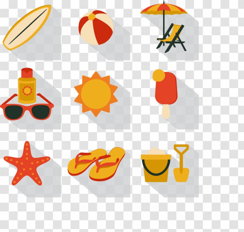 Summer Icon - Beach - Vector Elements 9 Square Vacation Transparent PNG