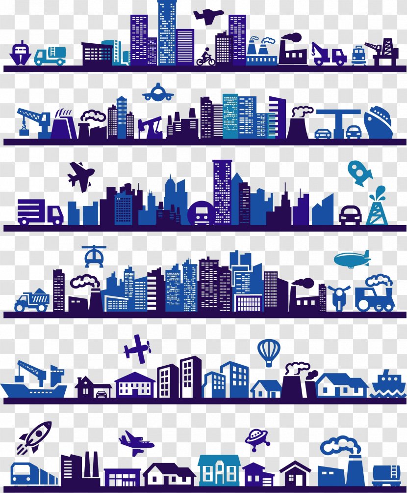 City Mural Illustration - Skyline - ​​building Transparent PNG