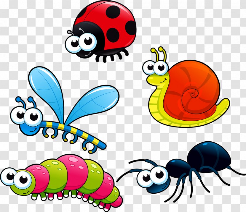 Insect Butterfly Cartoon Clip Art - Artwork - Snail Dragonfly Ant Transparent PNG