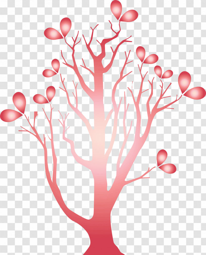 Red Branch Tree Pink Plant Transparent PNG