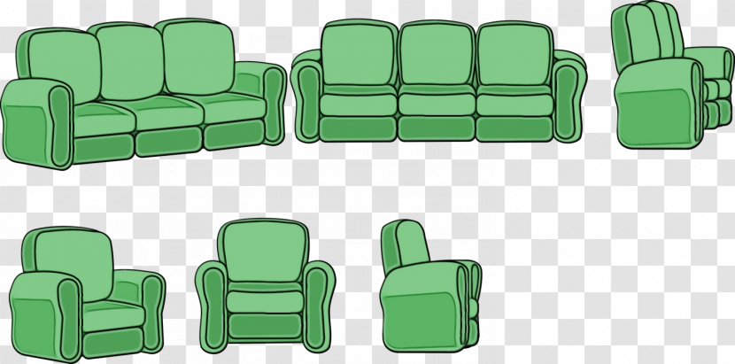 Watercolor Drawing - Couch - Green Transparent PNG