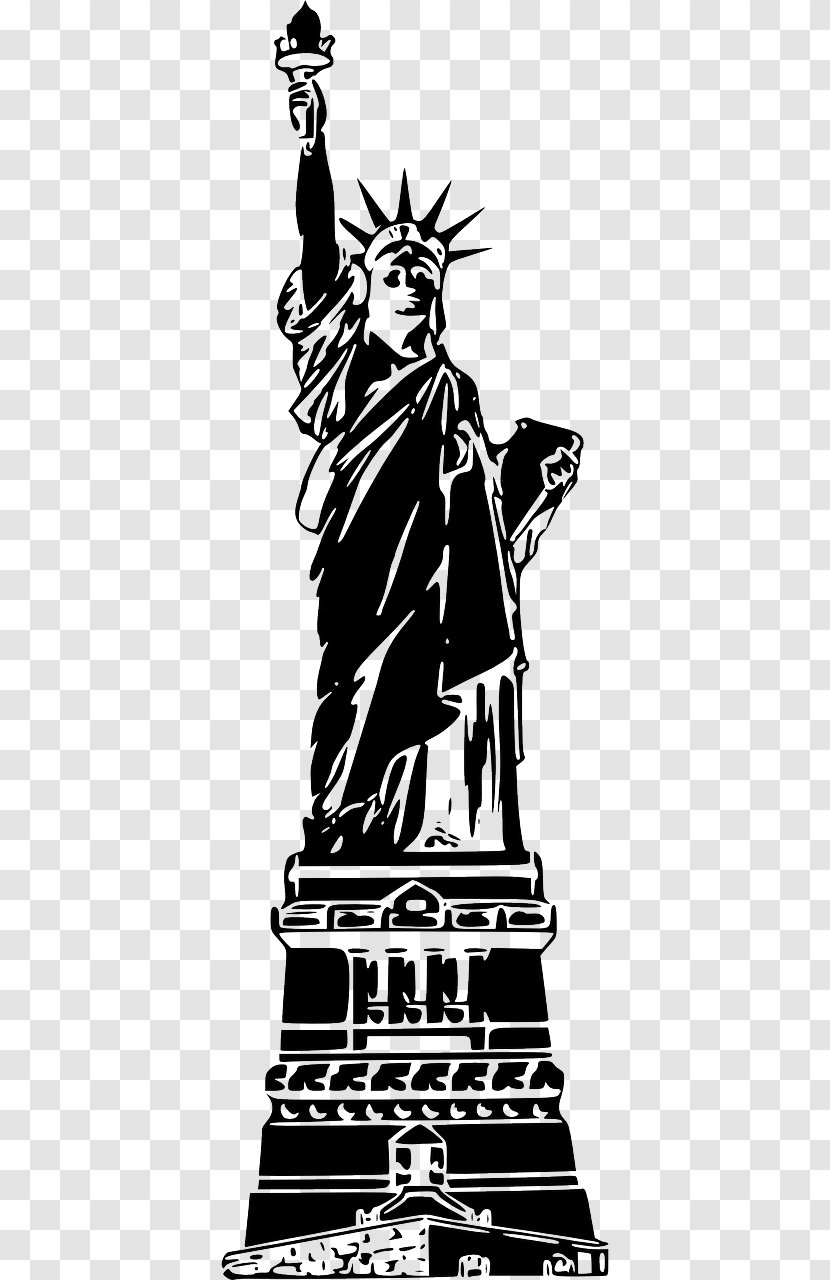 Statue Of Liberty Clip Art - Black And White Transparent PNG