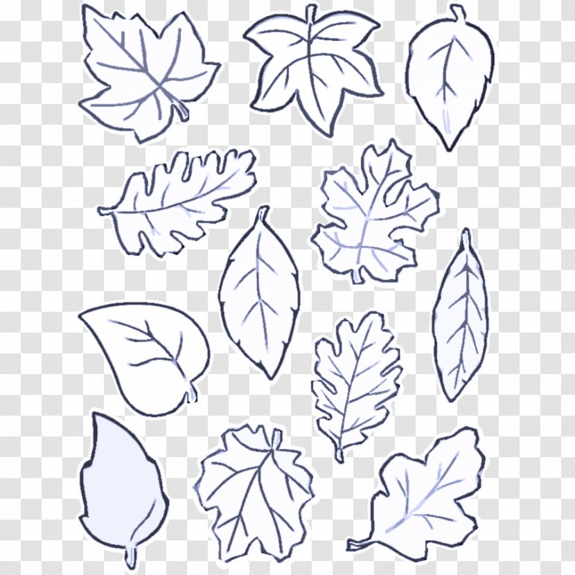 Leaf White Line Art Plant Black-and-white - Blackandwhite - Flower Coloring Book Transparent PNG