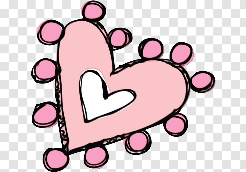Pink Heart Cartoon Love Line - Wet Ink - Paw Transparent PNG