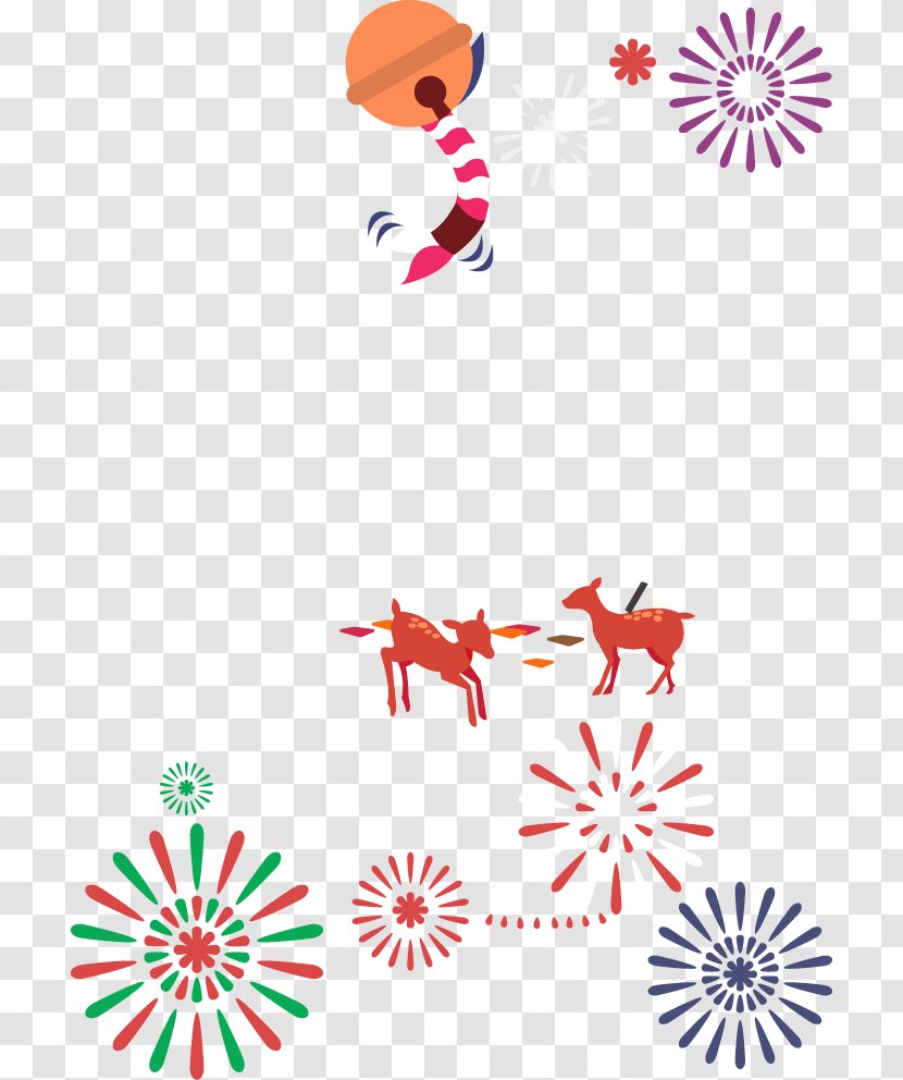 Fireworks Clip Art - Area - Red Cartoon Bells Deer Decoration Pattern Transparent PNG