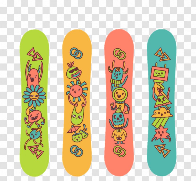 Snowboarding Skiing - Snowboard Creative Hand-painted Figures Transparent PNG