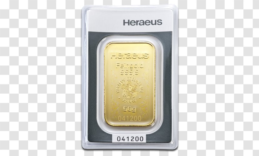 Gold Bar Ingot Heraeus Gram - Bullion Transparent PNG