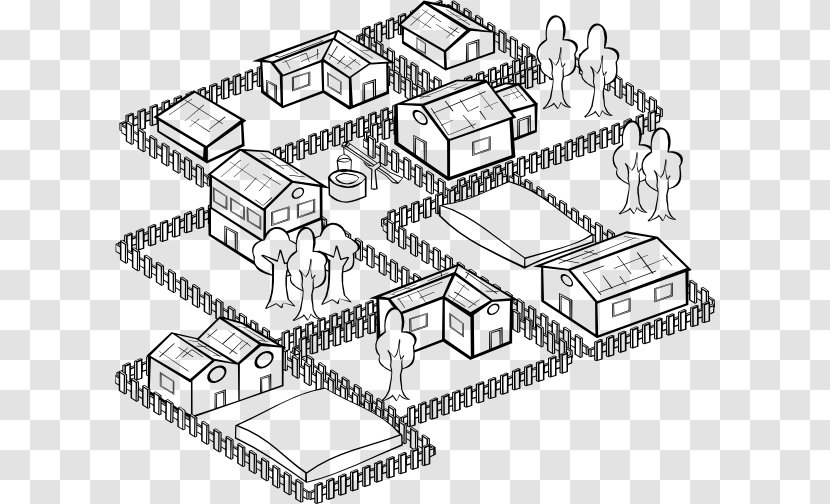 Village Line Art Drawing Clip - Area - Structure Transparent PNG