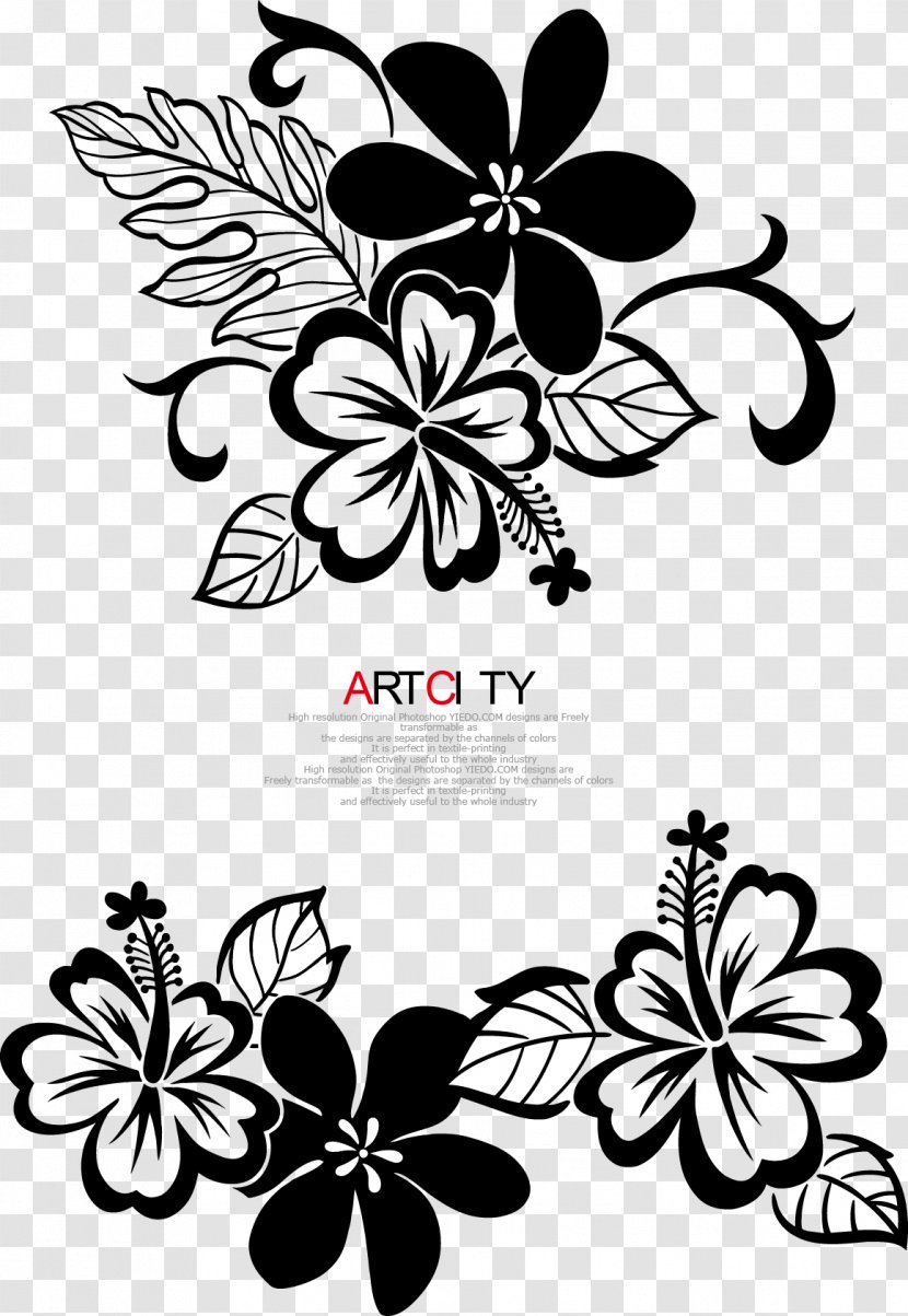 Black And White Motif Flower - Arranging - Floral Decoration Transparent PNG