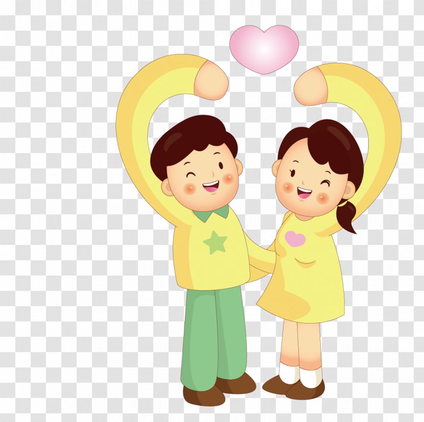 Gesture Heart Love Child - Cartoon - Make Gestures Of Couple Transparent PNG