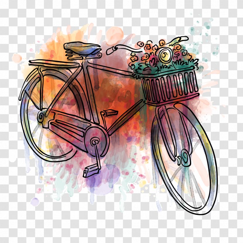 Wedding Invitation Postcard Bicycle Birthday Greeting Card - Vector Rainbow Bike Transparent PNG
