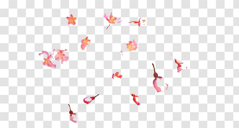 Petal Cerasus Cherry Blossom - Hand-painted Floating Picture Material Transparent PNG