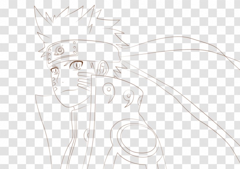 Kurama Black And White Line Art Drawing Sketch - Frame - Naruto Transparent PNG