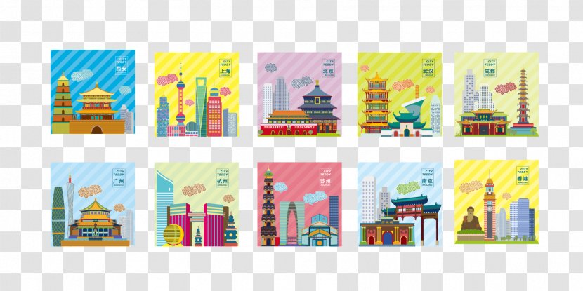 Nanjing Wuhan Hong Kong Landmark - Vector Domestic City Landmarks Collection Transparent PNG