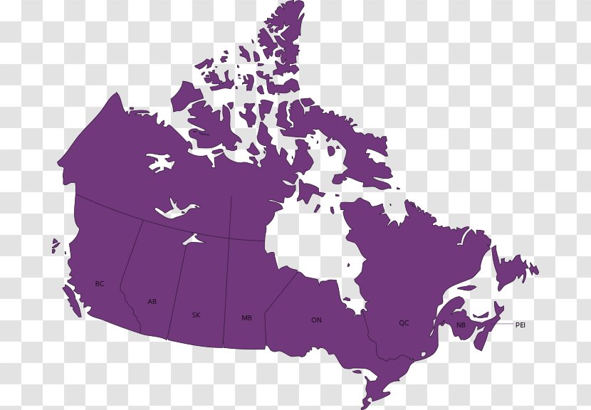 Provinces And Territories Of Canada Vector Map - Stock Photography Transparent PNG