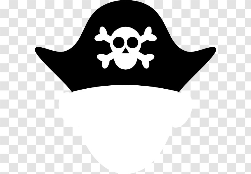 Hat Piracy Tricorne Clip Art - Black And White - Pirate Cliparts Transparent PNG