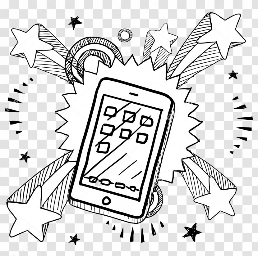 Thumb Signal Drawing - Technology - Cartoon Mobile Phone Transparent PNG