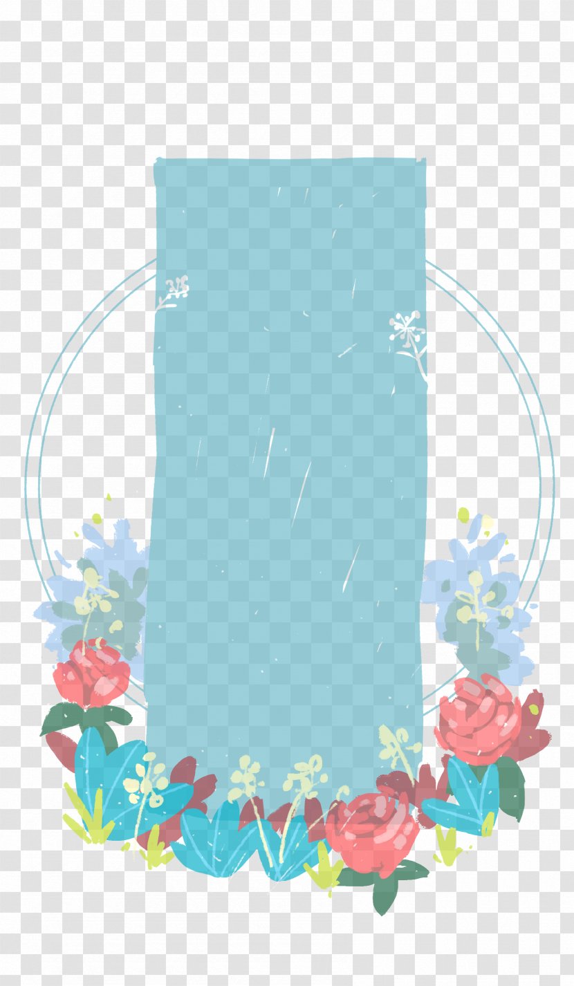 Illustration Floral Design Picture Frames Turquoise - Flower Transparent PNG