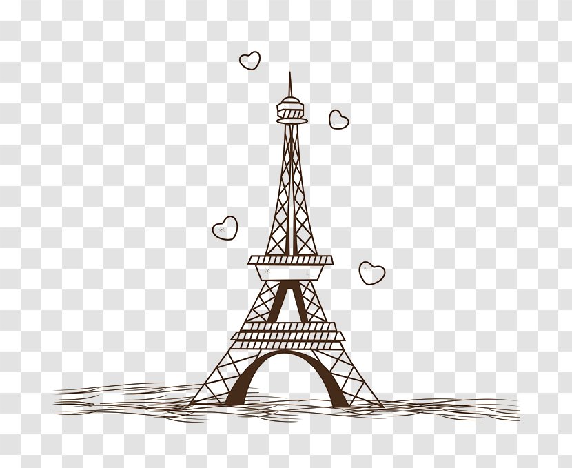 Eiffel Tower Drawing Illustration - Wall Decal - Hand Painted Paris Transparent PNG