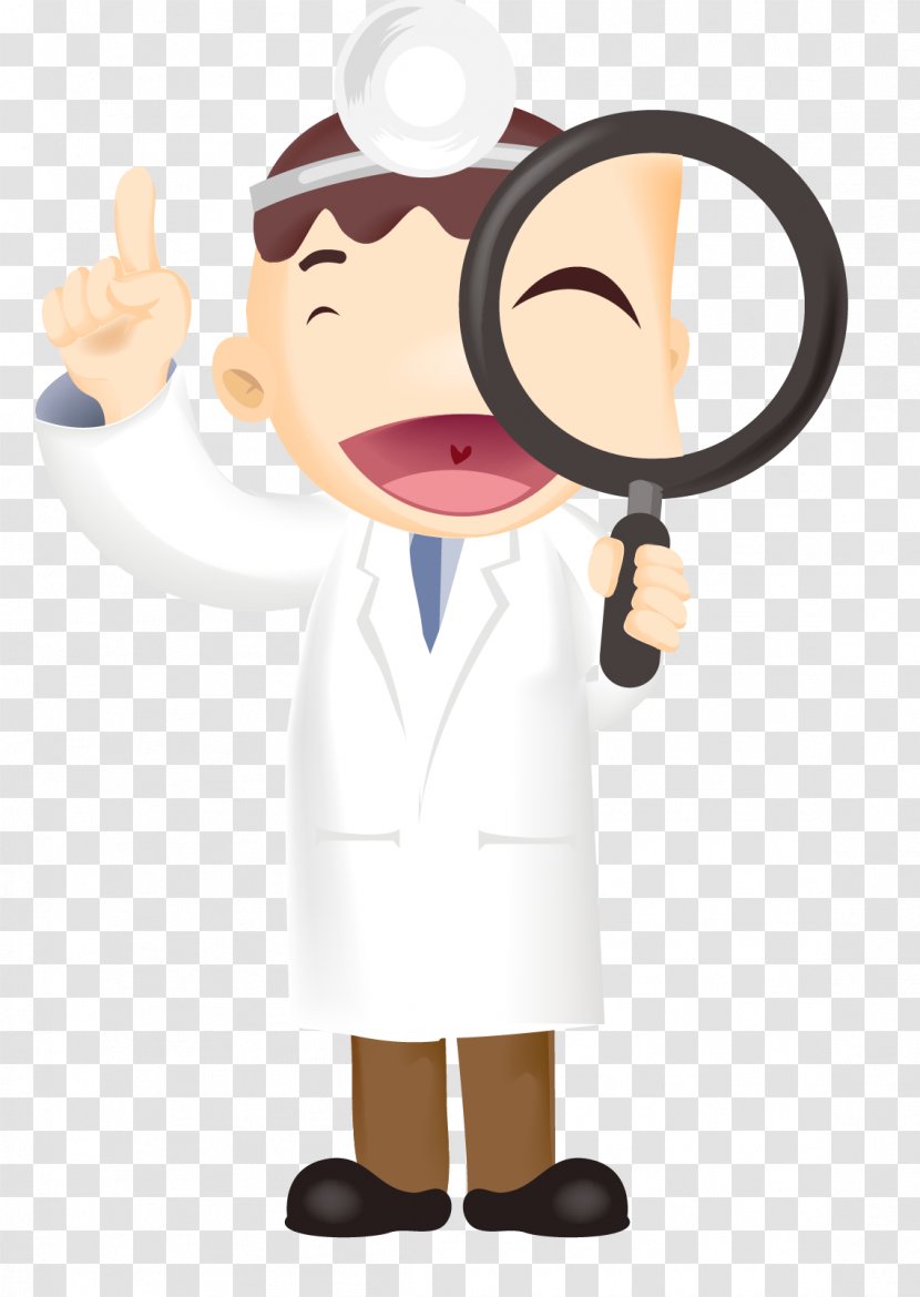 Magnifying Glass Physician - Cook - Cartoon Doctor Holding A Transparent PNG