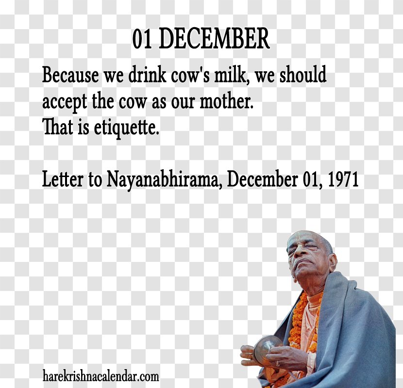December Quotation Month International Society For Krishna Consciousness - Spirituality - Hare Transparent PNG