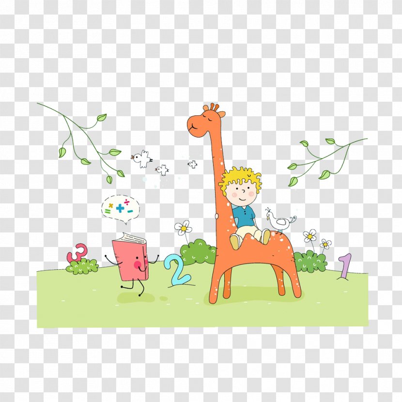 Illustration Image Cartoon Northern Giraffe - Boy - Childhood Infographic Transparent PNG