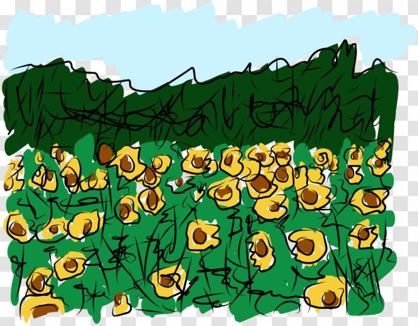 Vertebrate Cartoon Character Font - Flower - Sunflower Field Transparent PNG