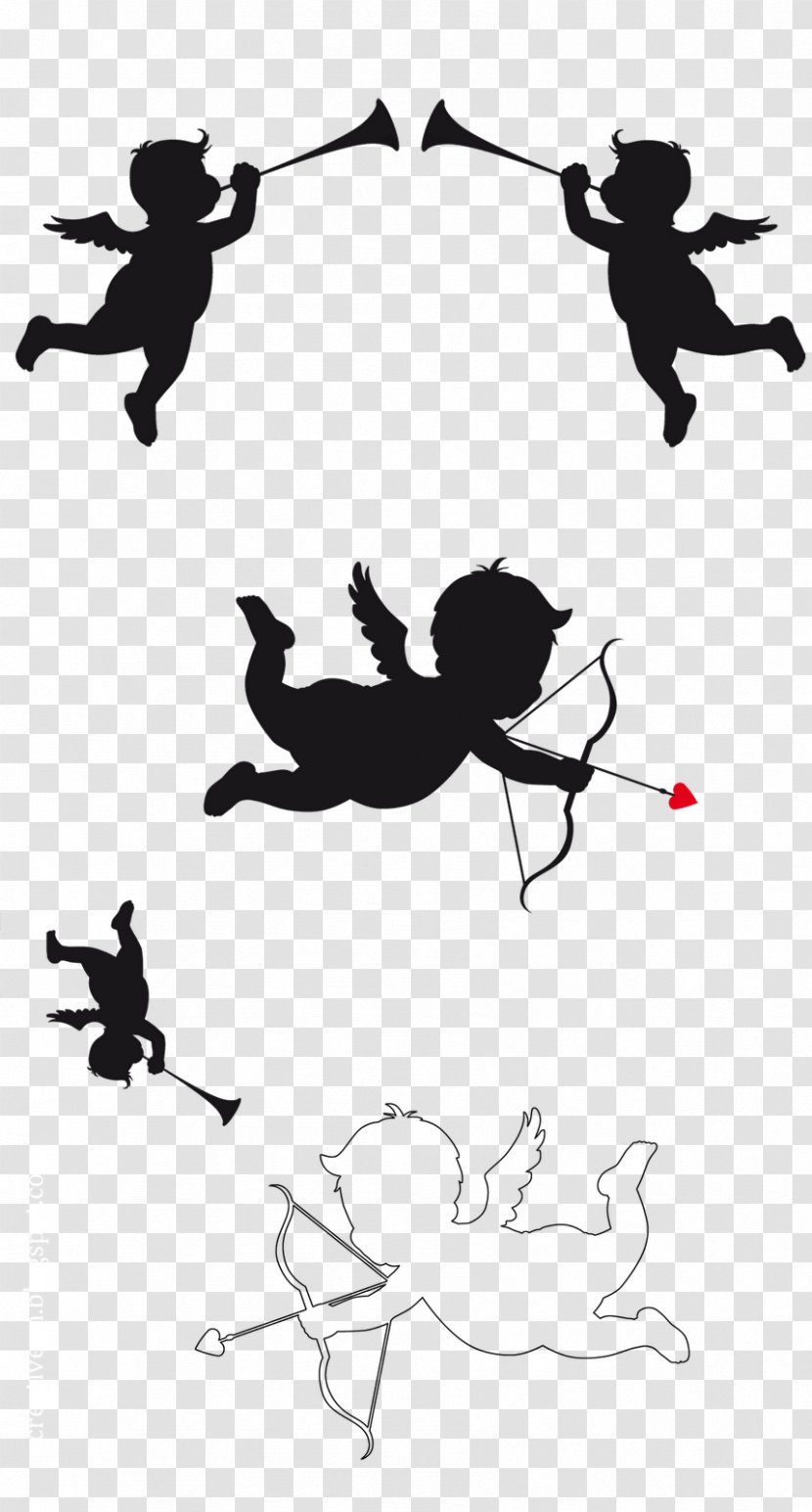 Cupid And Psyche Silhouette - Vector Transparent PNG