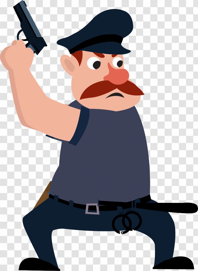Cartoon Police Officer Icon - Criminal Holding A Gun Transparent PNG