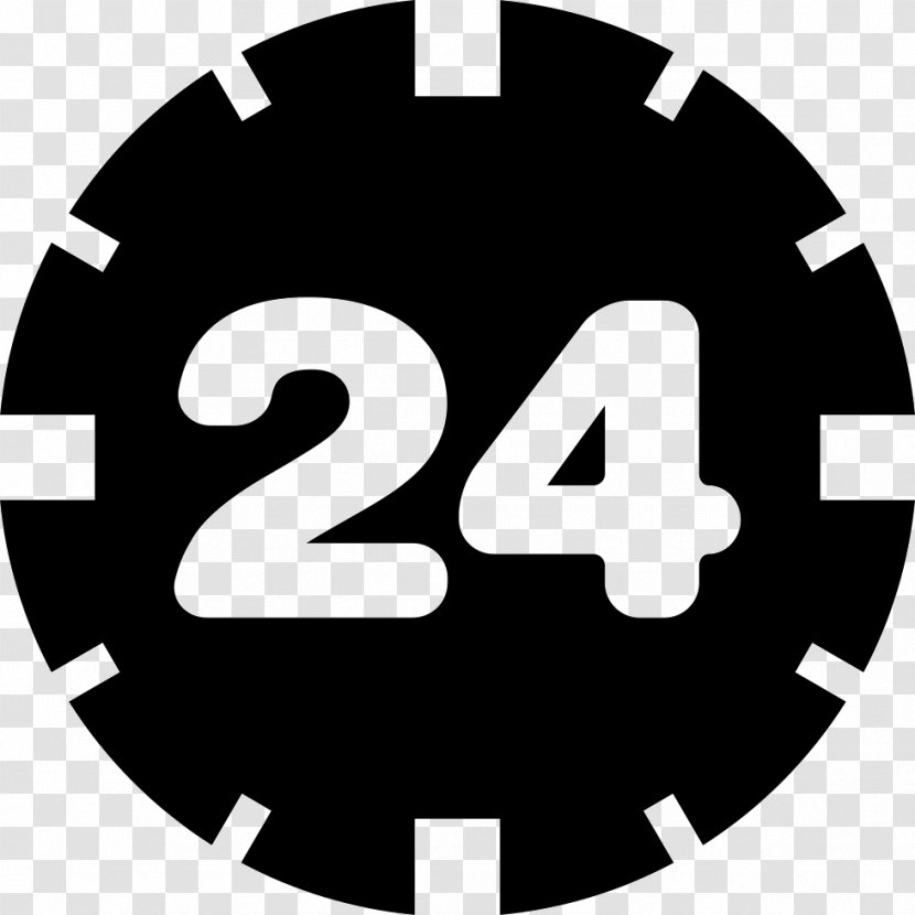 Black And White Logo Number - 24hour Clock Transparent PNG