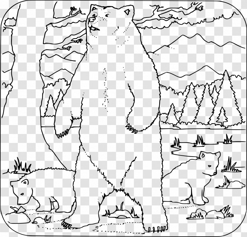 Polar Bear Grizzly Family Coloring Book - Cartoon Transparent PNG