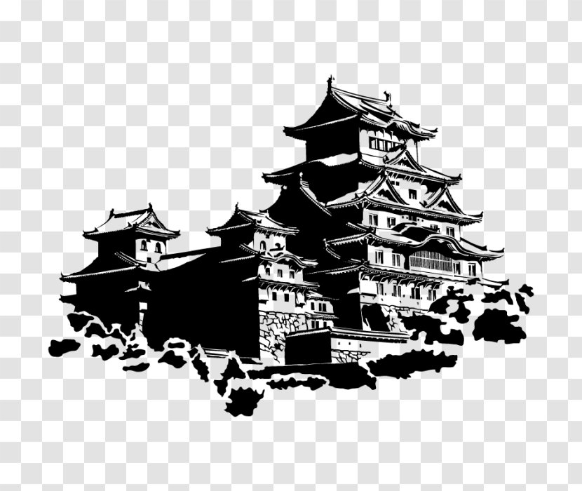 Japanese Castle Wall Decal Sticker Phonograph Record - Black And White Transparent PNG