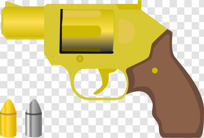 Gun Weapon Revolver Ammunition - Yellow - Classical Clipart Transparent PNG