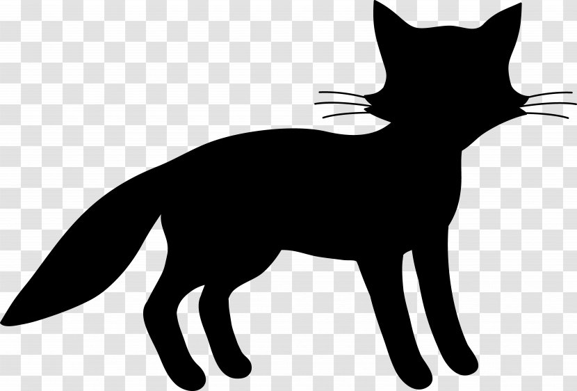 Whiskers Red Fox Cat Character Clip Art - Black Transparent PNG