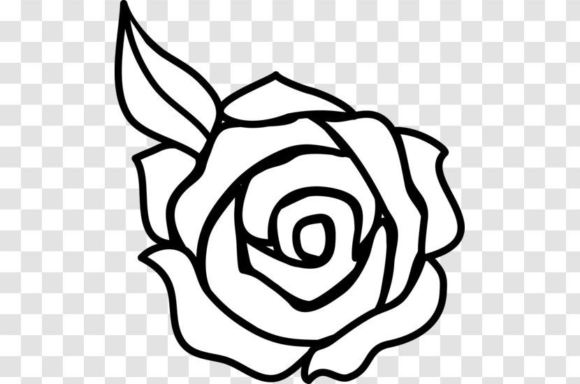 Rose Outline Drawing Clip Art - Black And White Transparent PNG