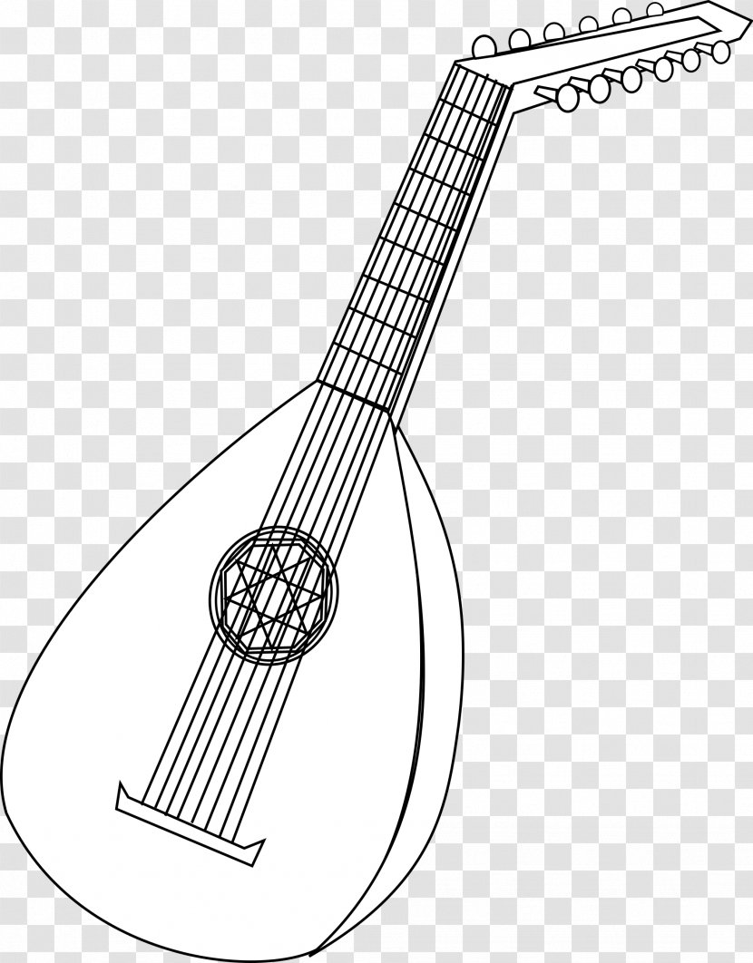 Coloring Book Lute Musical Instruments String - Frame - Flute Transparent PNG