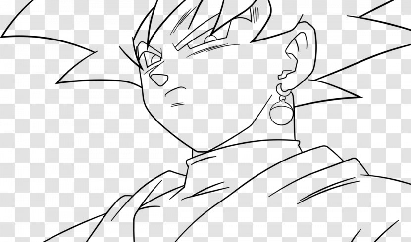 Line Art Goku Black And White Super Saiyan - Silhouette Transparent PNG