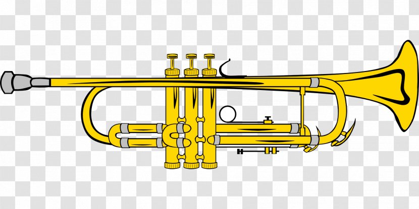 Trumpet Clip Art - Watercolor - Yellow Trombone Transparent PNG
