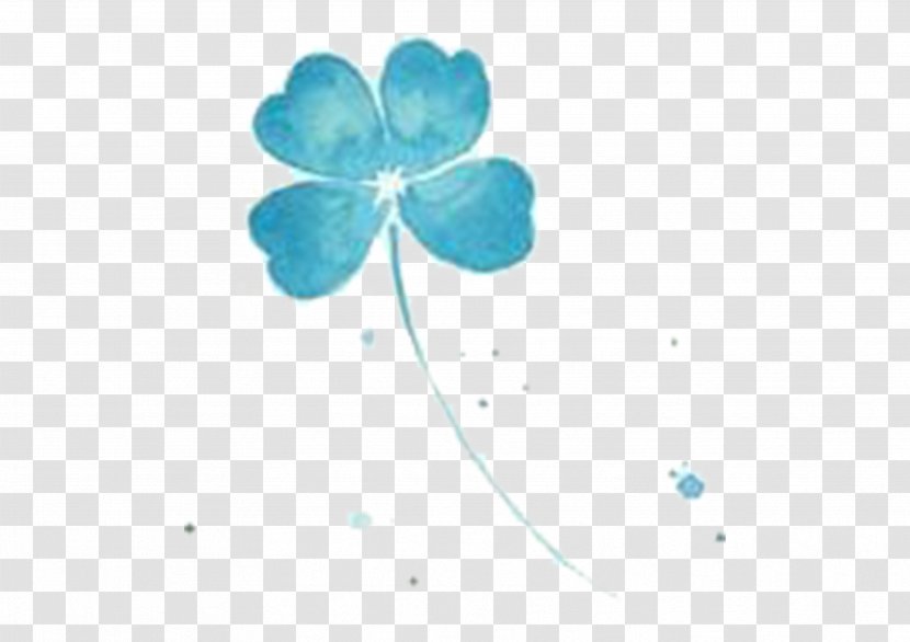 Blue Four-leaf Clover Wallpaper - Yellow - Hand Painted Transparent PNG