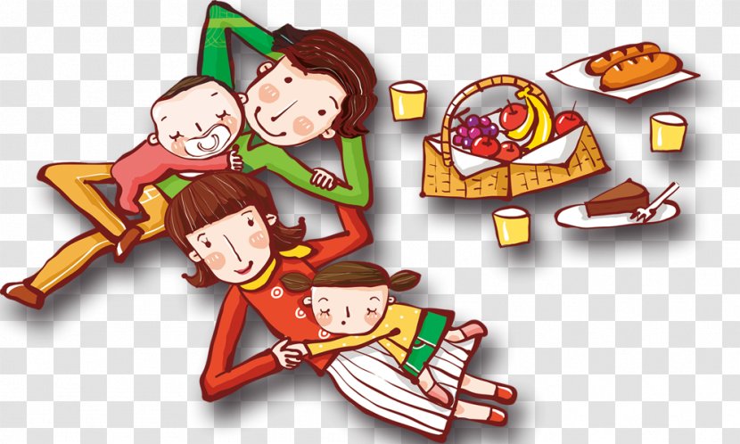 Illustration - Drawing - Hand-painted Family Picnic Transparent PNG