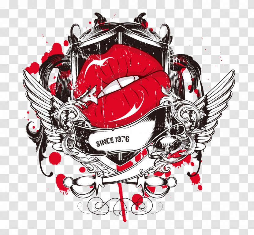 T-shirt Grunge Royalty-free - Red Lips Transparent PNG