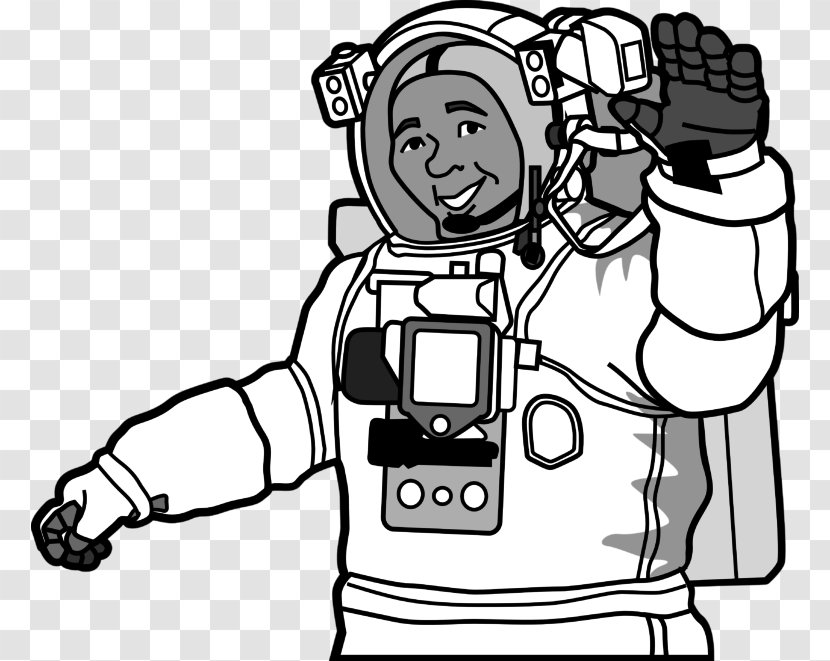 Clip Art Astronaut Openclipart Black And White Space Suit - Line Transparent PNG
