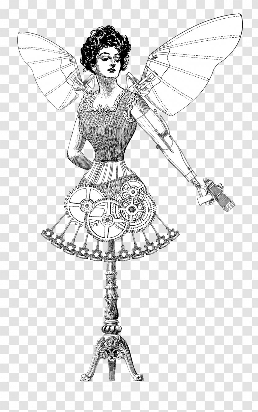 Fairy Costume Insect Pattern Butterfly - Monochrome - Mannequin Transparent PNG