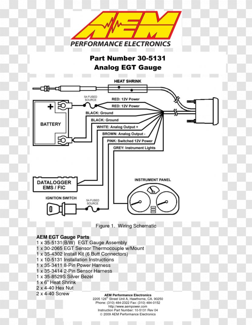 Wiring Diagram Product Manuals Air–fuel Ratio Meter Gauge - Installation - Brand Transparent PNG