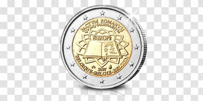Belgium Treaty Of Rome 2 Euro Coin Commemorative Coins - Body Jewelry Transparent PNG