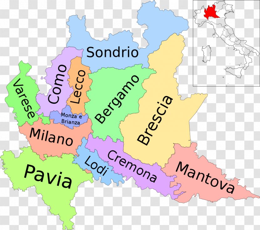 Map Regions Of Italy Province Brescia Provinces - Text Transparent PNG