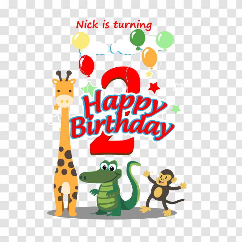 Vector Happy Birthday And Animals - Food - Text Transparent PNG