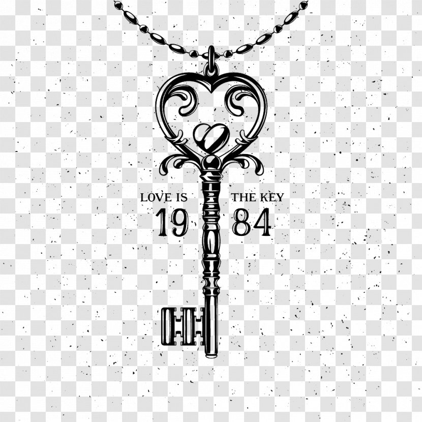 Key Valentines Day Heart Illustration - Creative Market - Necklace Transparent PNG