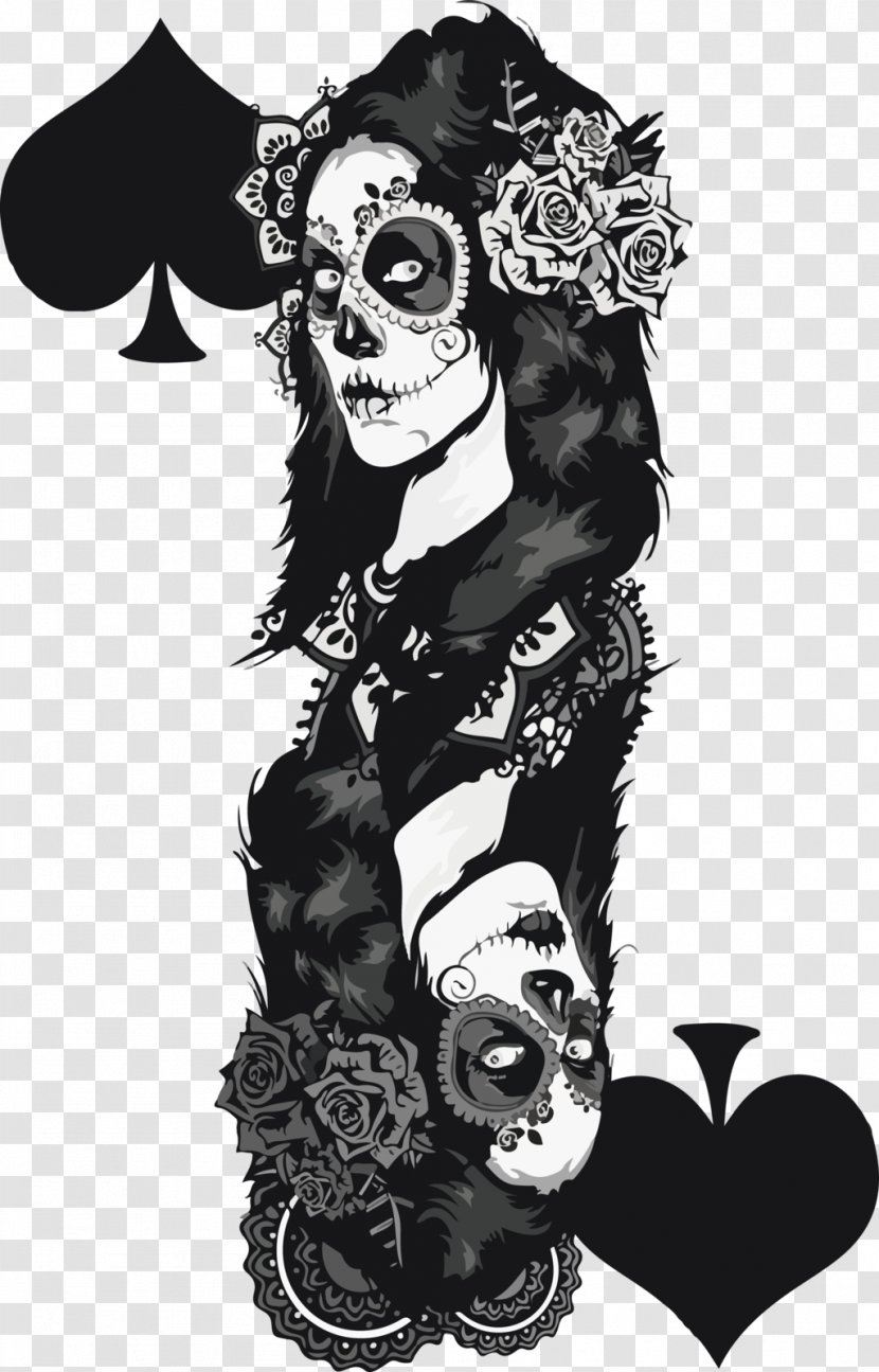 The Queen Of Spades La Calavera Catrina Drawing Death Gambling - Tree Transparent PNG